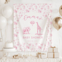Bannière de Baby Shower Fille Rose Gênée Safari To