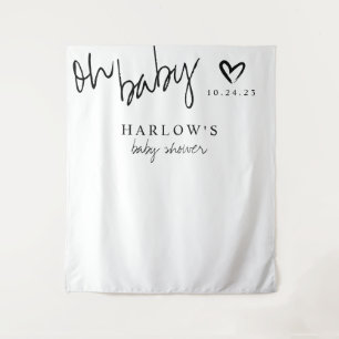 Tenture Bannière de baby shower moderne Oh Baby noir et bl