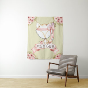 Tenture Bannière de baby shower renard fond