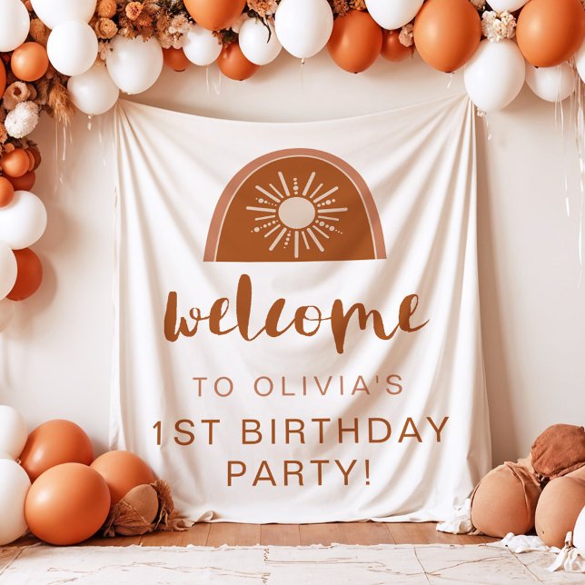 Tenture Bannière de bienvenue d'anniversaire Boho Terracot (Créateur téléchargé)