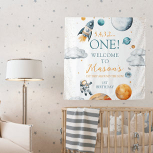 Tenture Bannière de bienvenue pour l'anniversaire de Space