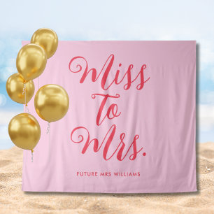 Tenture Bannière de célibataire rose et rouge de Miss à Mr