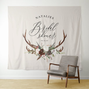 Tenture Bannière de douche de mariée florale aquarelle cer