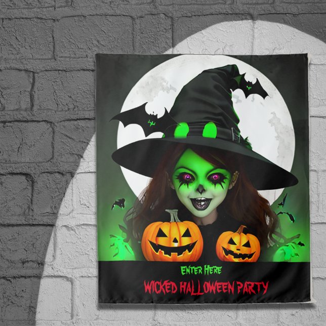 Tenture Bannière de fête d'Halloween de sorcière méchante  (Créateur téléchargé)