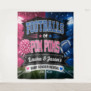 Tenture Bannière de fête « Footballs ou Pom-Poms », révéla