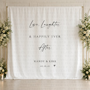 Tenture Bannière de fond de mariage « Amour Rires Heureux
