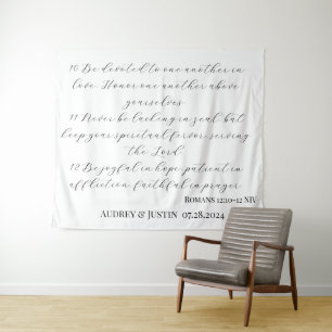 Tenture Bannière de fond de mariage biblique Romains 12:10