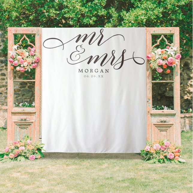 Tenture Bannière de fond de mariage classique Mr & Mrs (Créateur téléchargé)