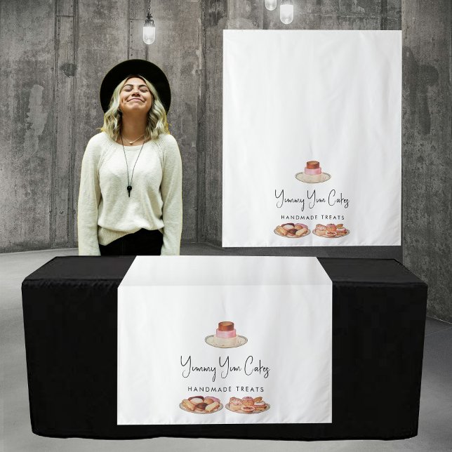 Tenture Bannière de gâteaux de coureur de table d'affaires (Custom Modern Business Table Runner Cakes Banner Tapestry)