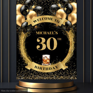 Tenture Bannière de l'événement Chic 30th Man Birthday Whi