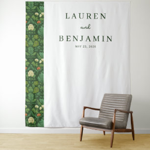 Tenture Bannière de mariage florale verte élégante