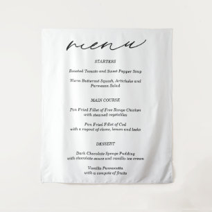 Tenture Bannière de menu de mariage en tissu simple