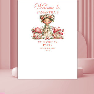 Tenture Bannière de naissance florale rose pâle de fée mag
