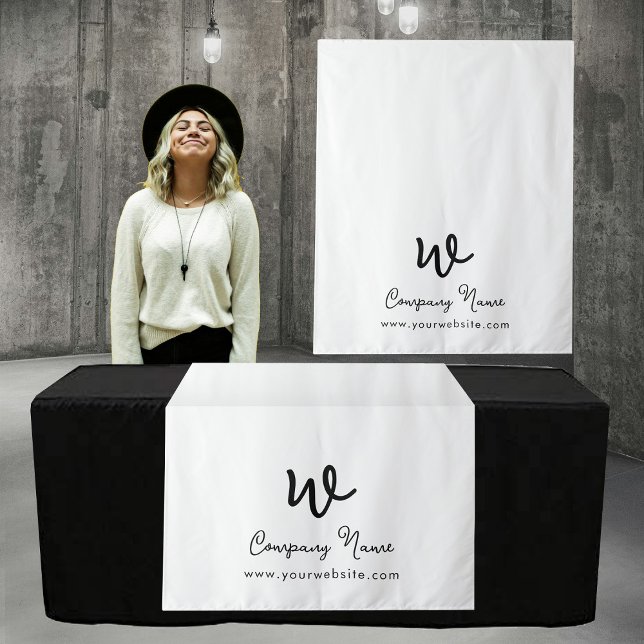 Tenture Bannière de Runner de table professionnelle person (Custom Business Table Runner Banner White Script Tapestry)