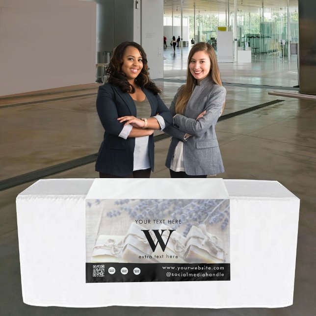 Tenture Bannière de table de lettre de logo de code QR de  (Pop Up Shop Letter Logo QR Code Photo Table Runner Tapestry)