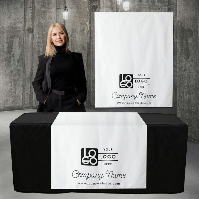 Tenture Bannière de table de logo d'entreprise de vendeur  (Vendor Business Logo Table Runner Banner Script Tapestry)