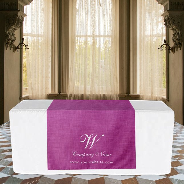 Tenture Bannière de table de travail en lin rose Script (Pink Linen Business Table Runner Banner Script Tapestry)