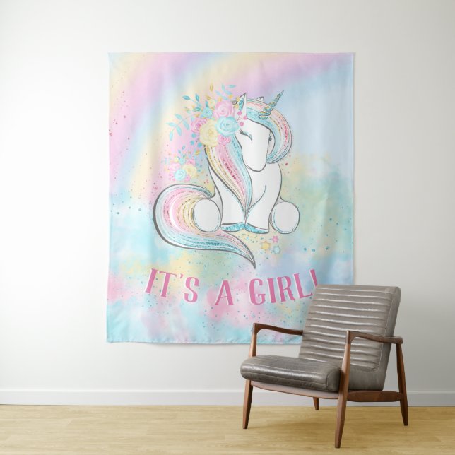 Tenture Bannière de toile de fond de Baby Shower Fille Lic (En situation)