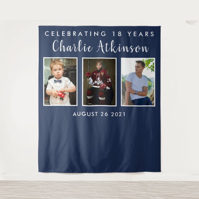 Tenture bannière de toile de fond de collage photo d'anniv (Devant)