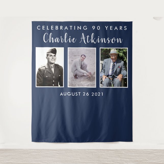 Tenture bannière de toile de fond de collage photo pour 90 (Devant)