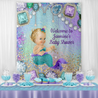 Tenture Bannière de toile de fond pour Baby Shower Sirène