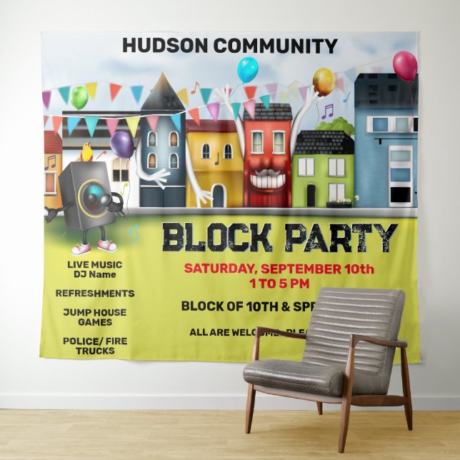 Tenture Bannière de toile de fond pour fête de quartier (En situation (horizontale))