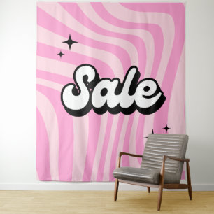 Tenture Bannière de vente rétro, Enseigne de vente rose, M