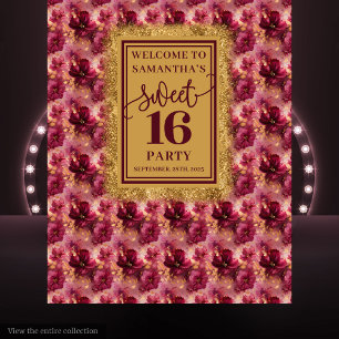 Tenture Bannière dorée Glamorisante Sweet 16 Broussaillée