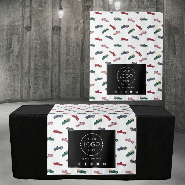 Tenture Bannière du coureur de table Business Logo Camions (Table Runner Banner Business Logo Trucks Cars Tapestry)