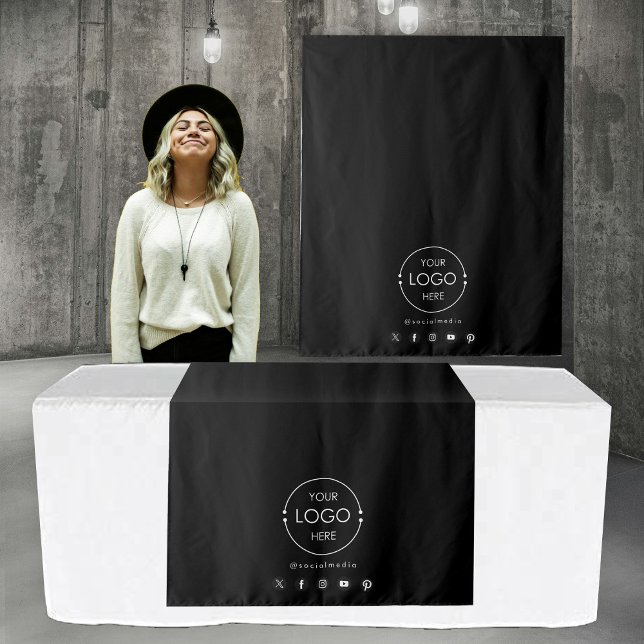 Tenture Bannière du coureur de table Business Logo Médias  (Table Runner Banner Business Logo Social Media Tapestry)