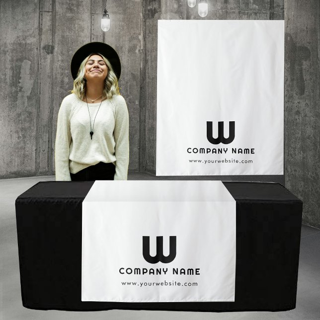Tenture Bannière du coureur de table personnalisée Blanc M (Custom Business Table Runner Banner White Modern Tapestry)