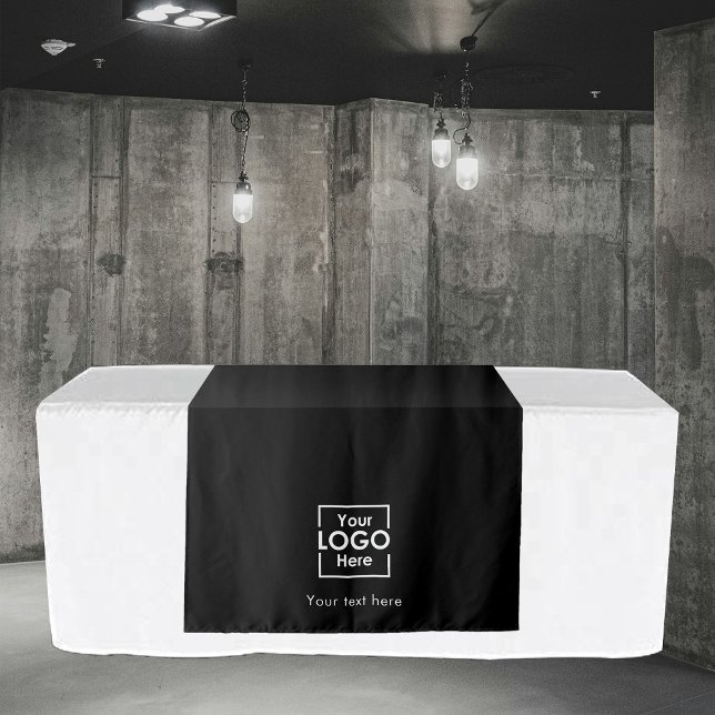 Tenture Bannière du coureur de table personnalisée Logo d' (Custom Table Runner Banner Business Logo Black Tapestry)