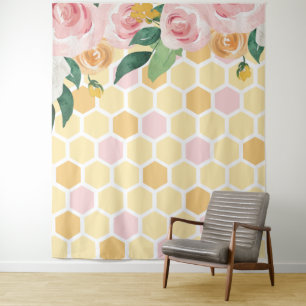 Tenture Bannière florale rose pour le 1er anniversaire de