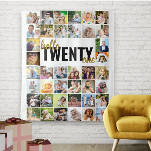 Tenture Bannière Joyeux 21e Anniversaire Bonjour Vingt Et 