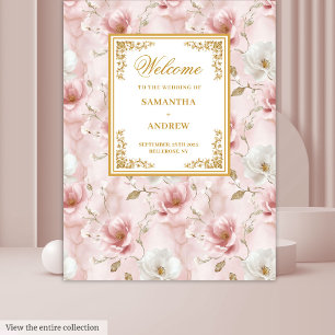 Tenture Bannière mariage en ivoire rose poussiéreux chic