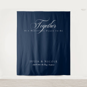 Tenture Bannières de fonds de mariage à calligraphie bleue