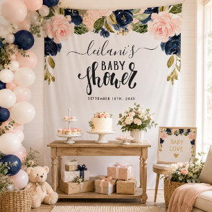 Tenture Baptême Marin Fleur Rose