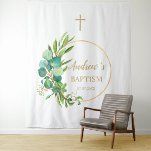 Tenture Baptism Boy Backdrop (en arrière plan) - Eucalyptu