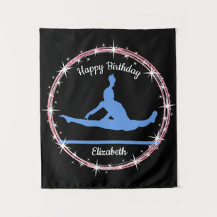 Tenture Barres de gymnastique Anniversaire en bleu et noir