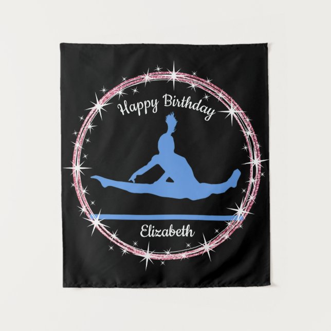 Tenture Bars de gymnastique Anniversaire en bleu et noir (Devant)