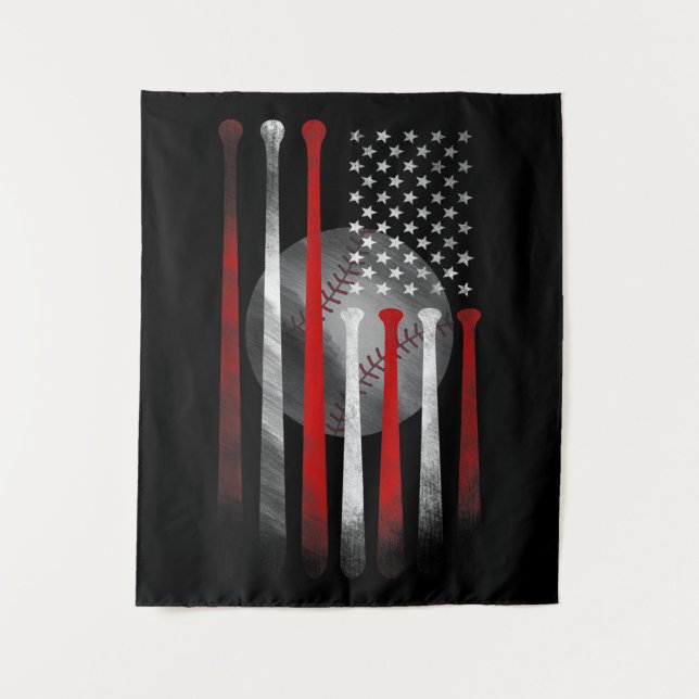 Tenture Baseball Vintage du drapeau américain (Devant)