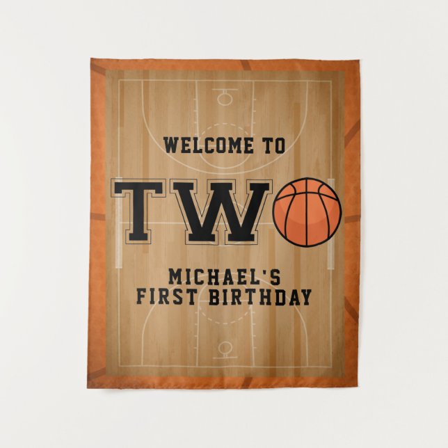 Tenture Basketball Deuxième anniversaire Contexte (Devant)