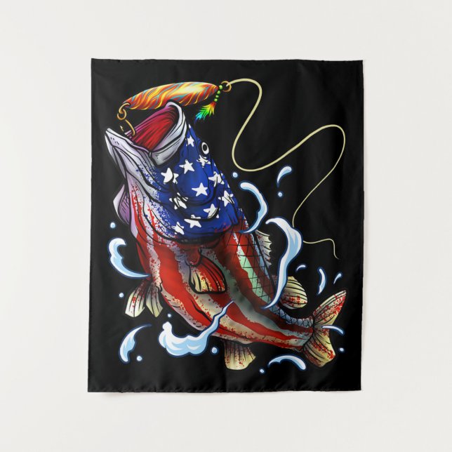 Tenture Basse Pêche Poisson Drapeau Américain Pêche Patrio (Devant)