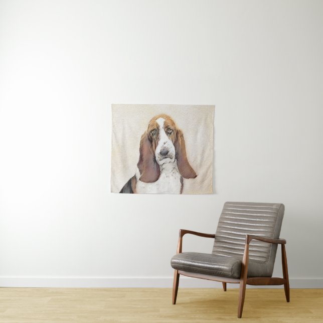 Tenture Basset Hound Peinture - Cute Original Chien Art (En situation (horizontale))