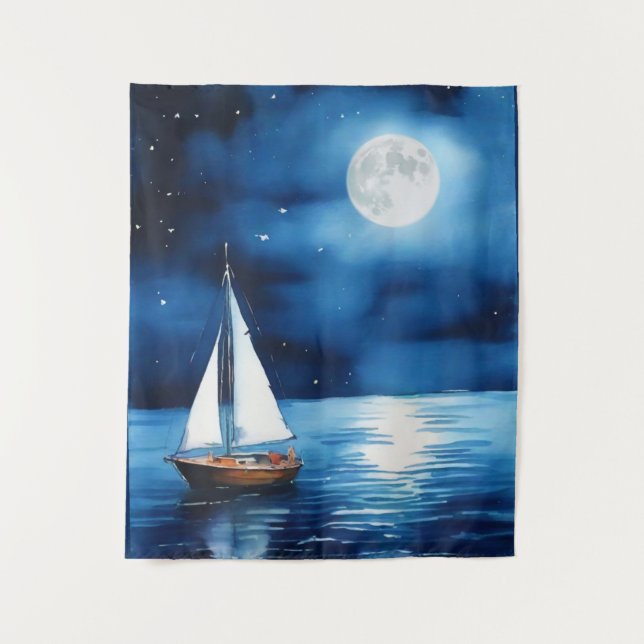 Tenture Bateau sous Pleine lune (Devant)