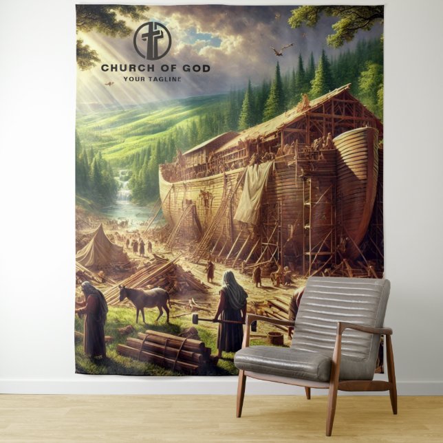 Tenture Bâtir l'arche de Noé (En situation)