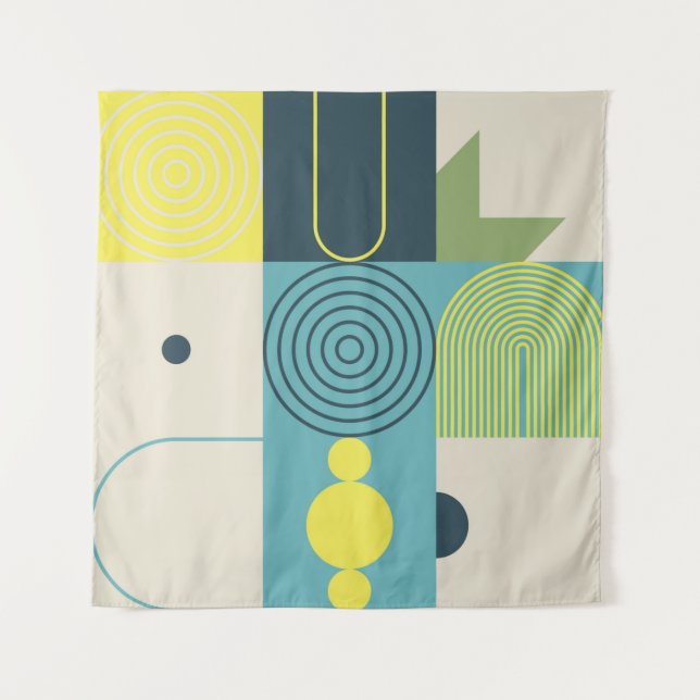 Tenture Bauhaus composition artwork made with abstract ele (Devant)
