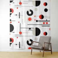 Bauhaus noir rouge formes géométriques sur blanc