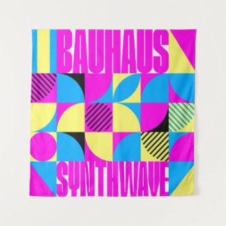 Tenture Bauhaus Synthwave #1 (fuchsia/magenta-blue)