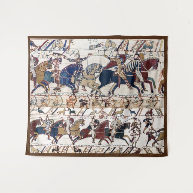 TENTURE BAYEUX TAPESTRY 1066 NORMAN KNIGHTS AND ARCHERS (Devant (Horizontal))